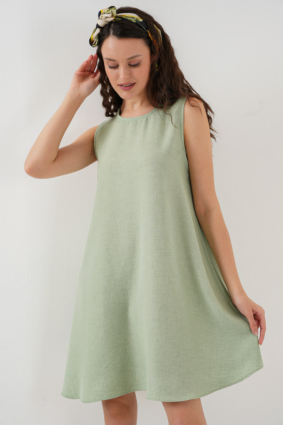Bigdart Robe mini en lin 2444 - e.Vert