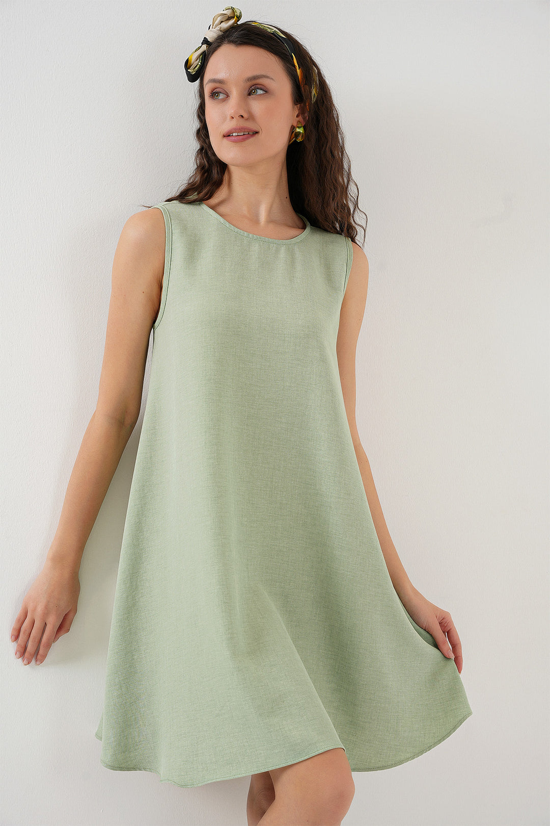 Bigdart Robe mini en lin 2444 - e.Vert