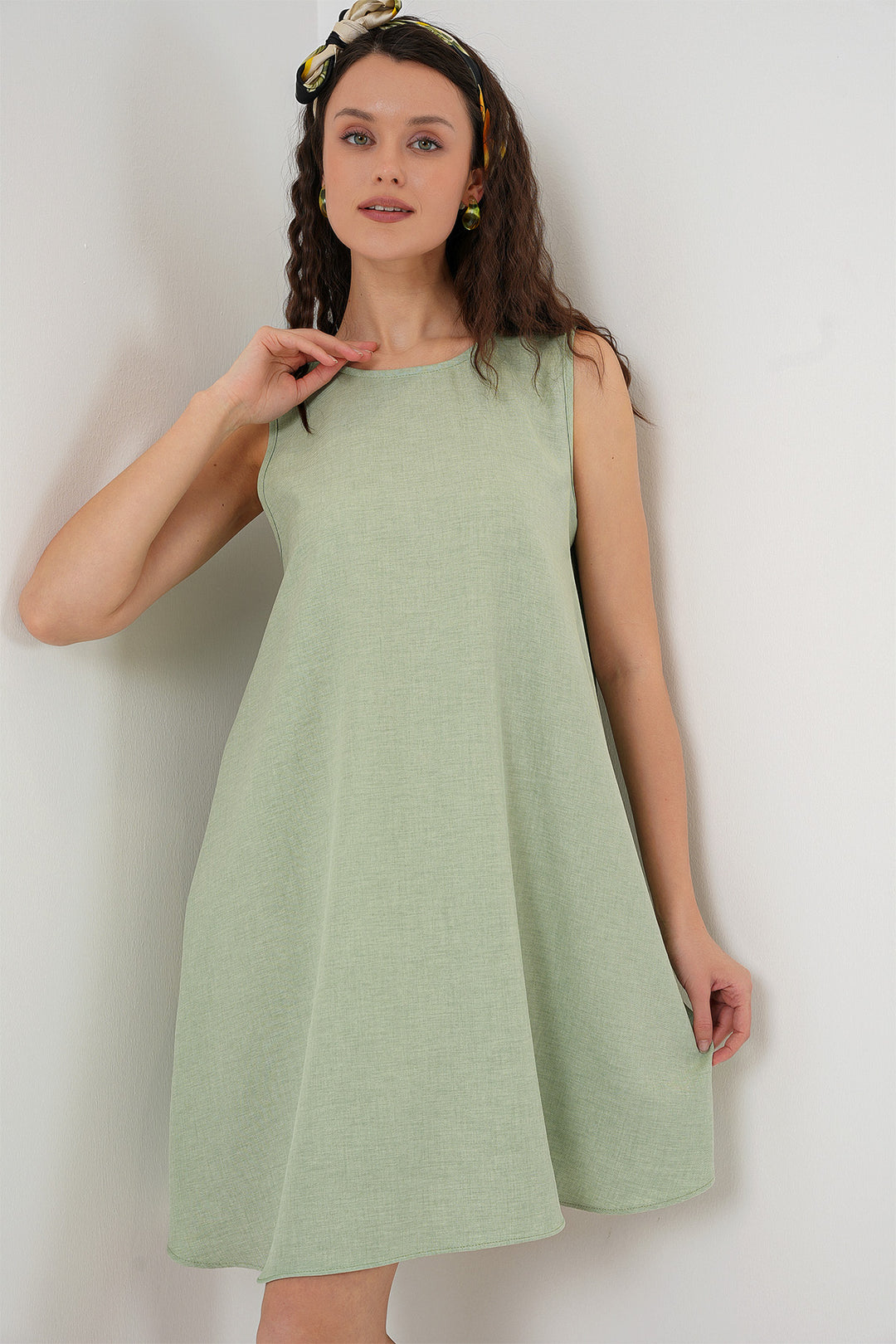 Bigdart Robe mini en lin 2444 - e.Vert