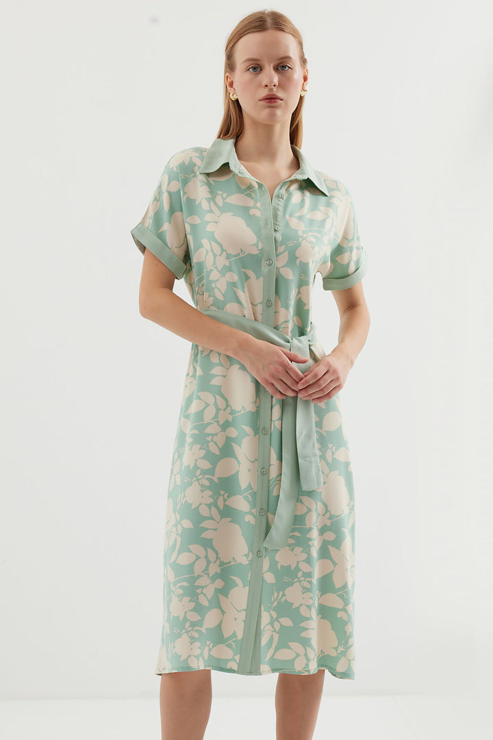 Bigdart 2455 Robe Chemise Imprimée - Vert amande