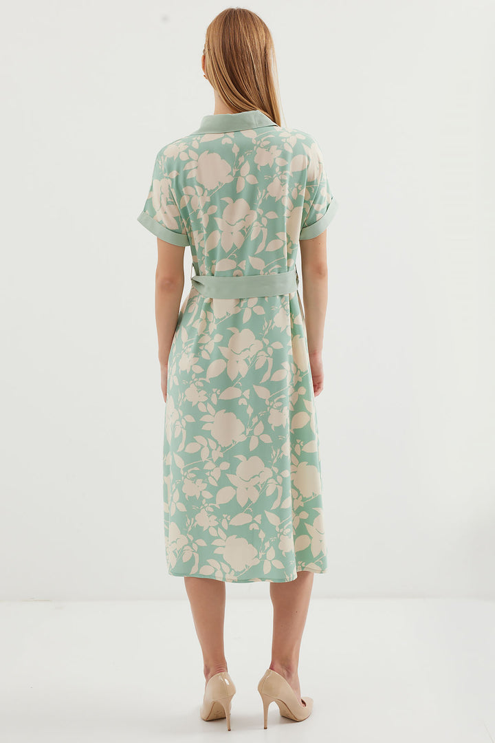 Bigdart 2455 Robe chemise à motifs - Vert d'eau