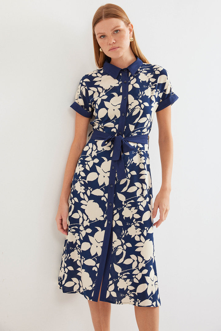 Bigdart Chemise robe imprimée 2455 - Bleu marine