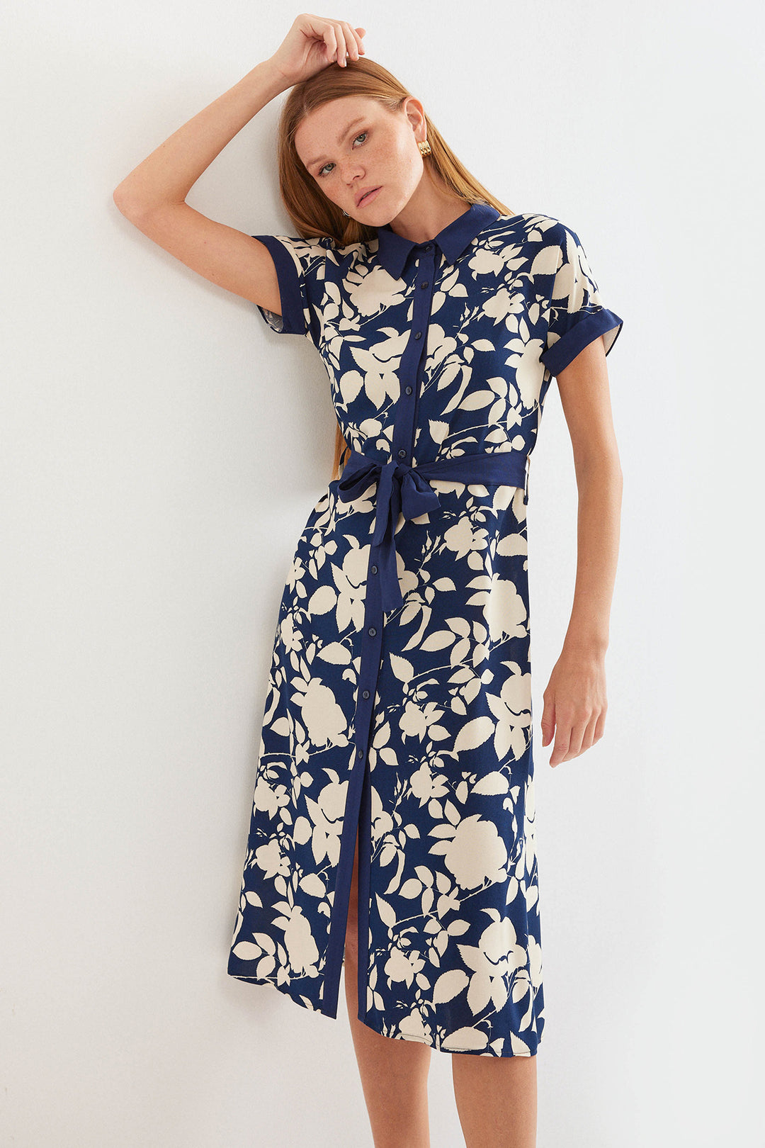 Bigdart Chemise robe imprimée 2455 - Bleu marine
