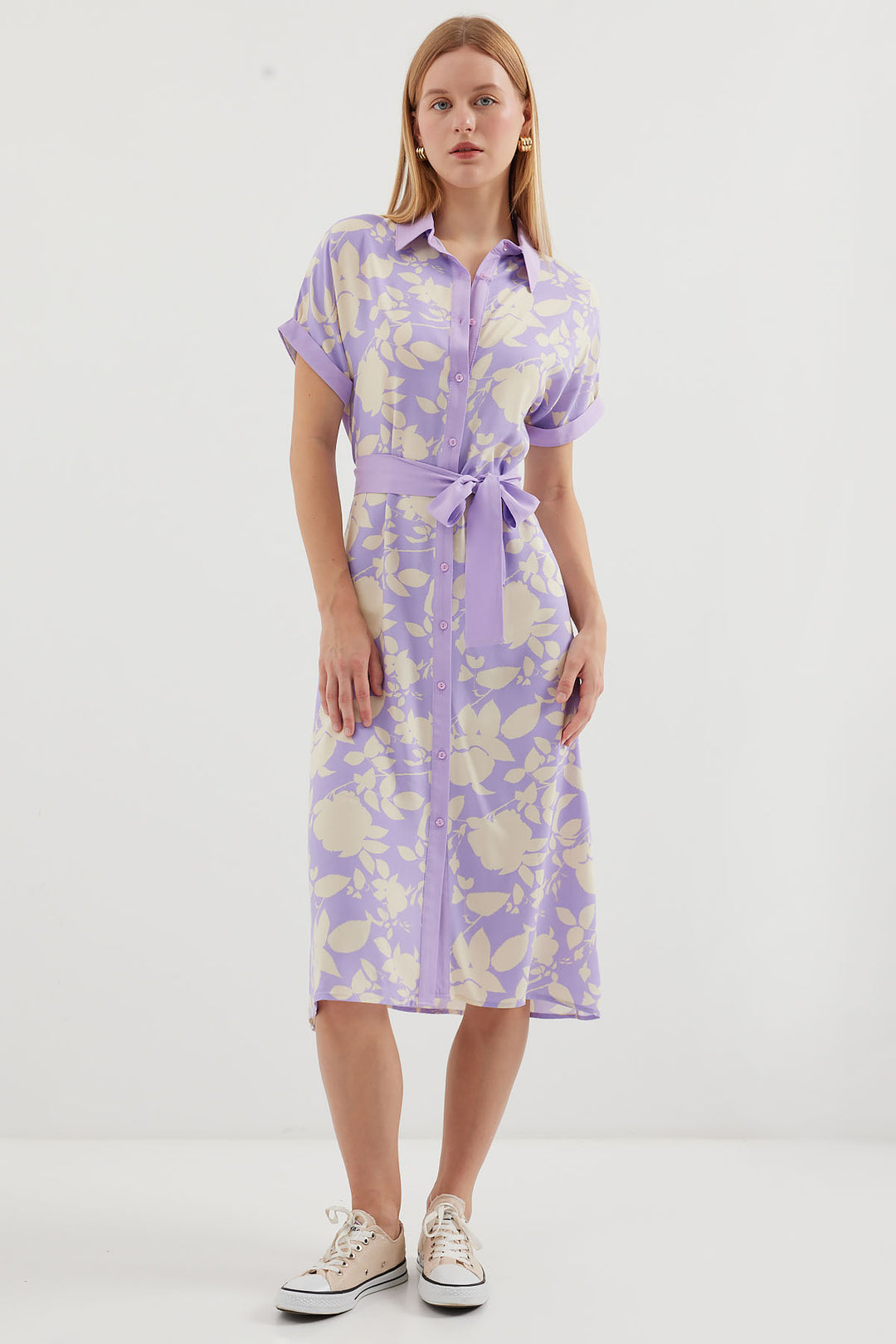 Bigdart 2455 Robe chemise à motifs - Lilas