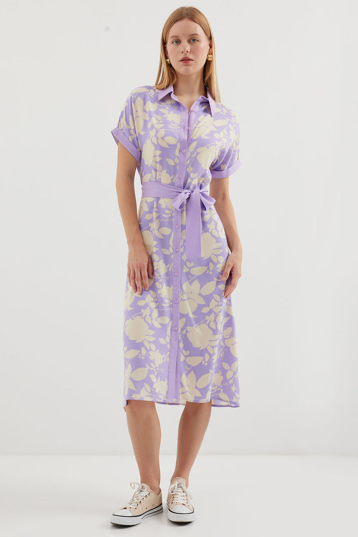 Bigdart 2455 Robe chemise à motifs - Lilas