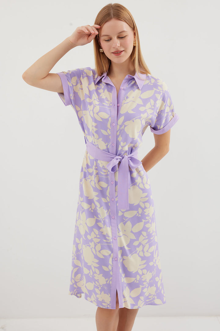Bigdart 2455 Robe chemise à motifs - Lilas