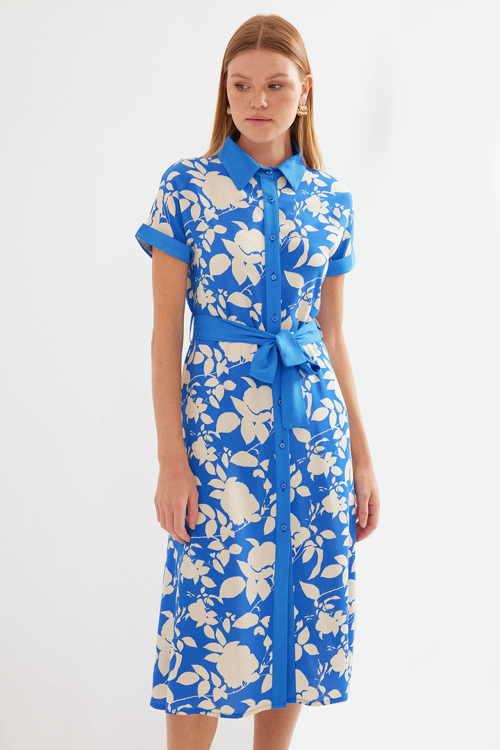 Bigdart Robe chemise à motifs 2455 - Bleu