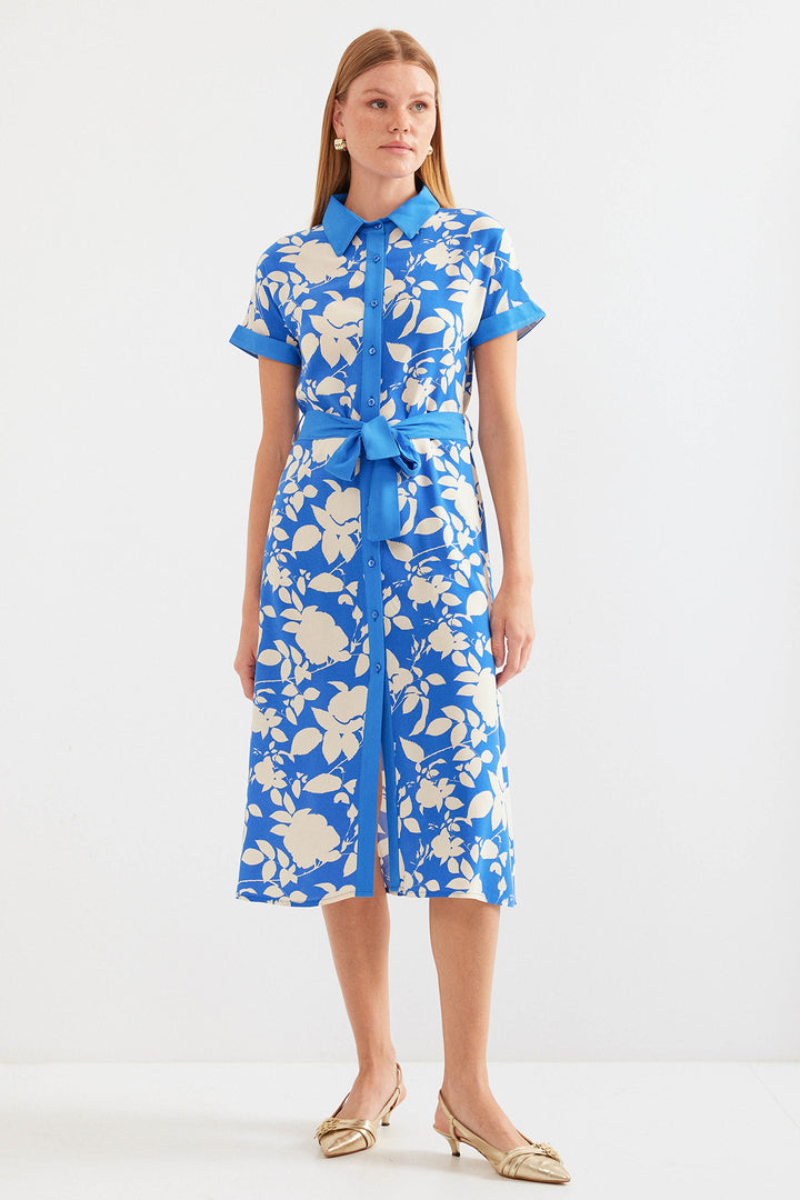 Bigdart Robe chemise à motifs 2455 - Bleu