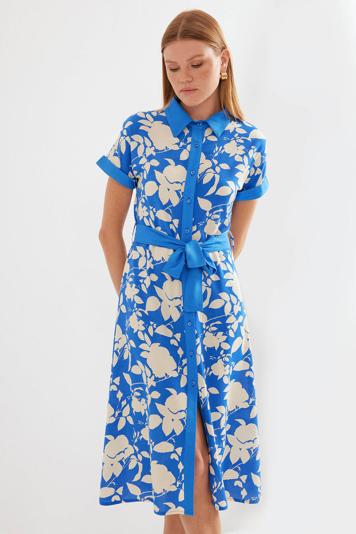 Bigdart Robe chemise à motifs 2455 - Bleu