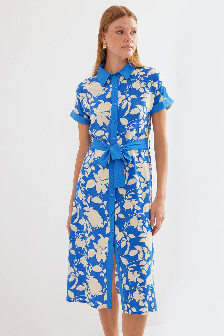 Bigdart Robe chemise à motifs 2455 - Bleu