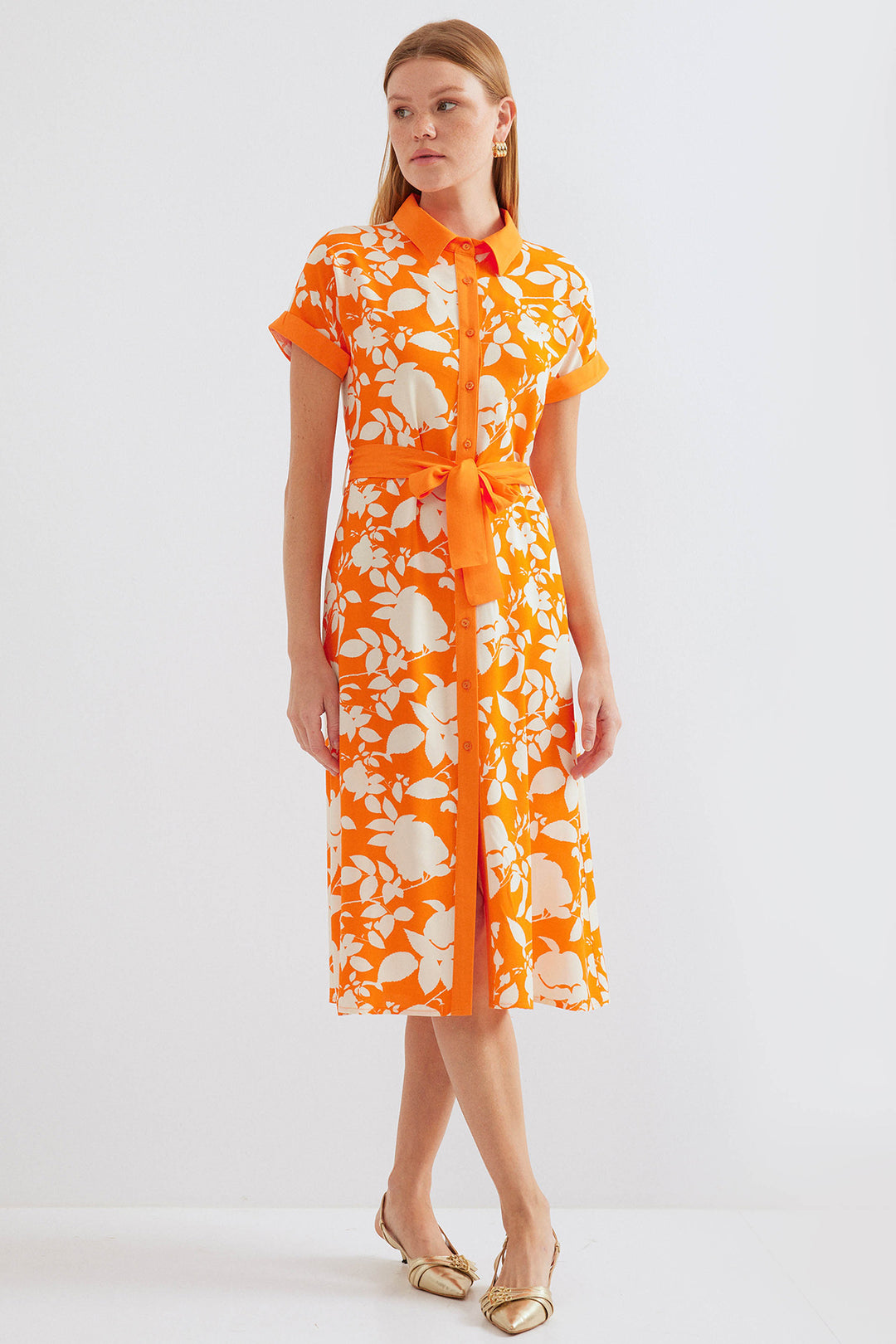 Bigdart Chemise robe imprimée 2455 - Orange