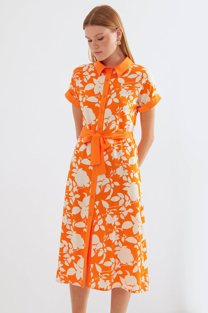 Bigdart Chemise robe imprimée 2455 - Orange