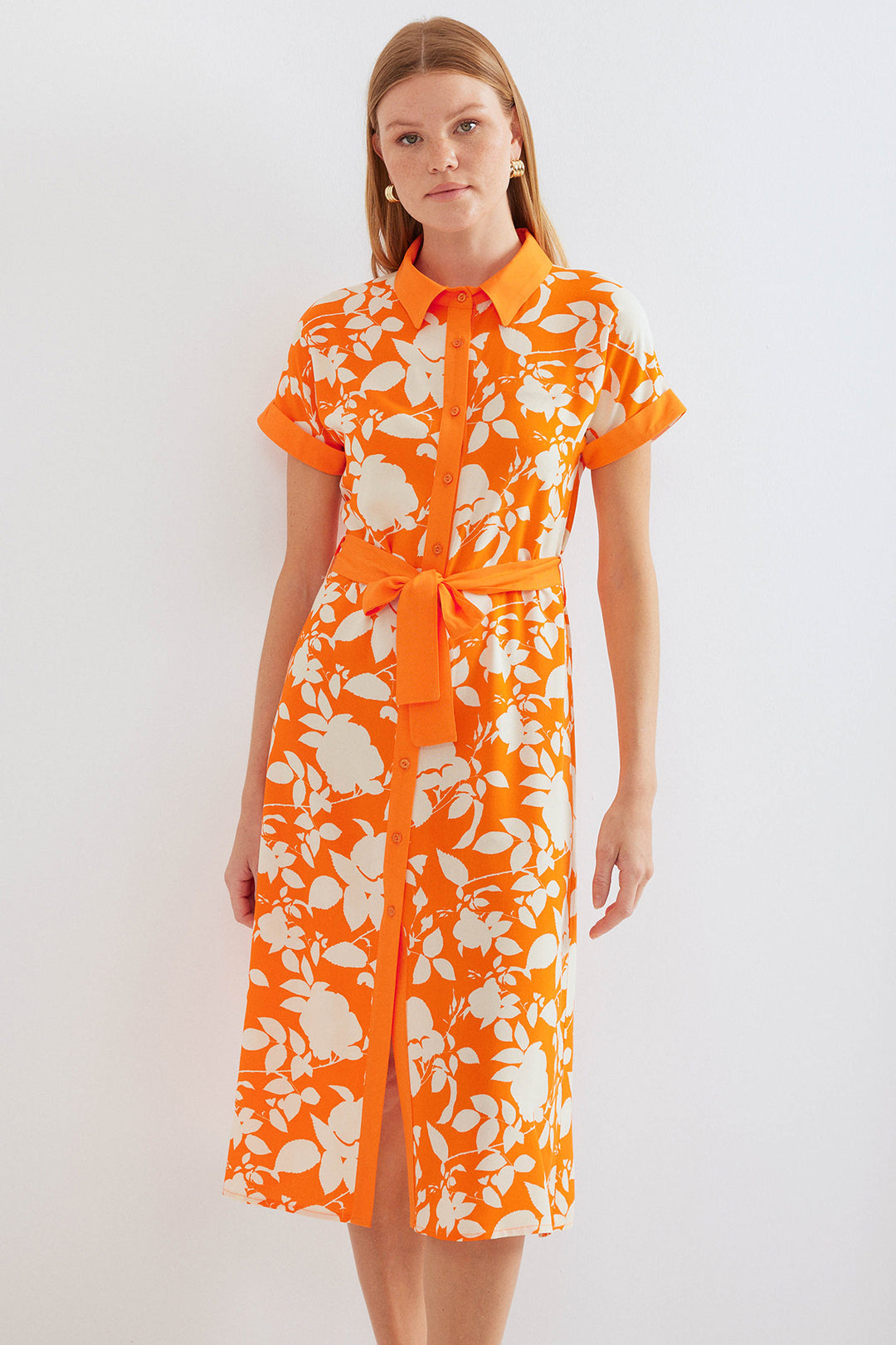 Bigdart Chemise robe imprimée 2455 - Orange