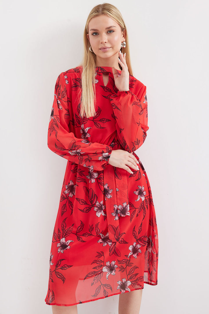 Bigdart 2459 Robe en tulle à motifs doublée - Rouge