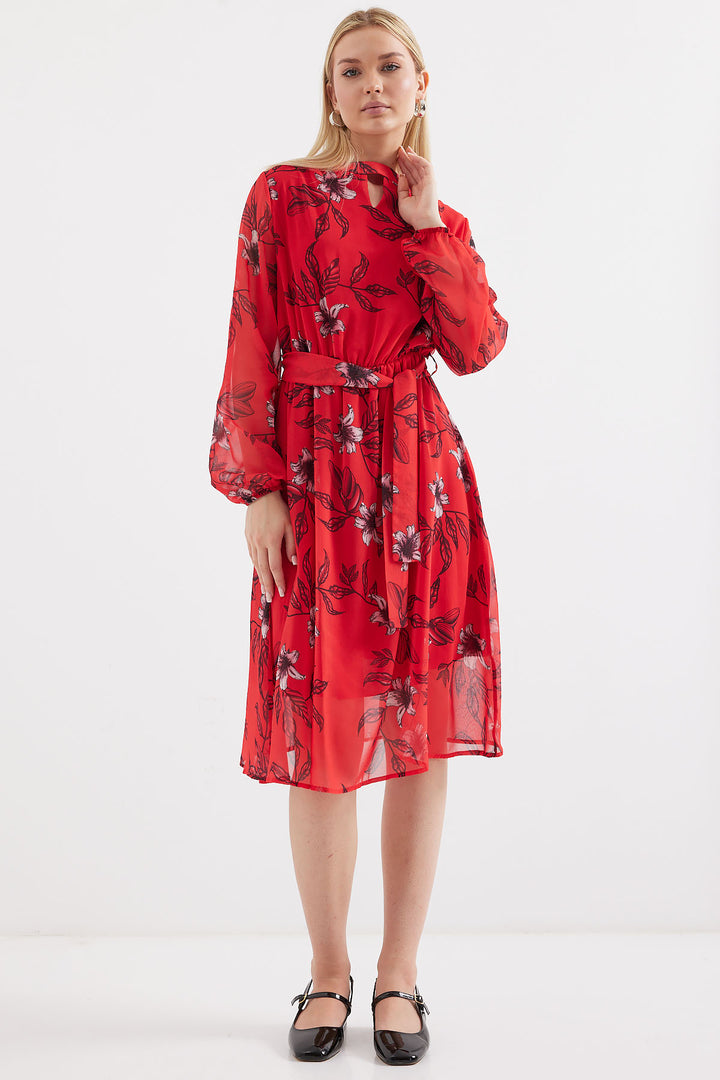 Bigdart 2459 Robe en tulle à motifs doublée - Rouge