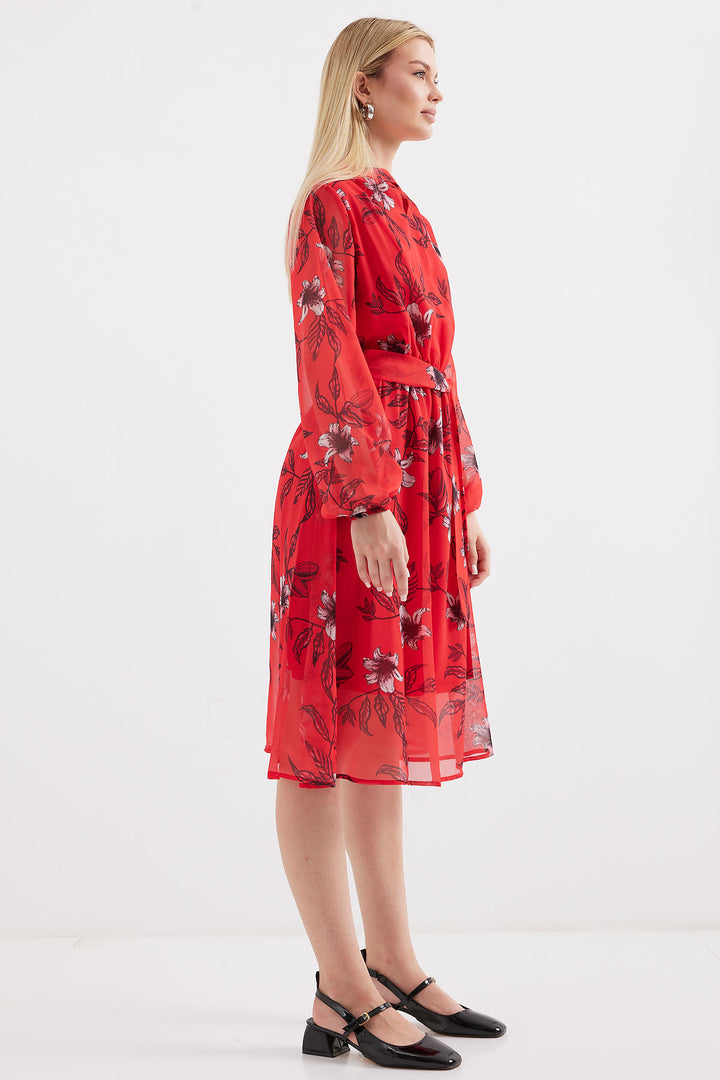 Bigdart 2459 Robe en tulle à motifs doublée - Rouge