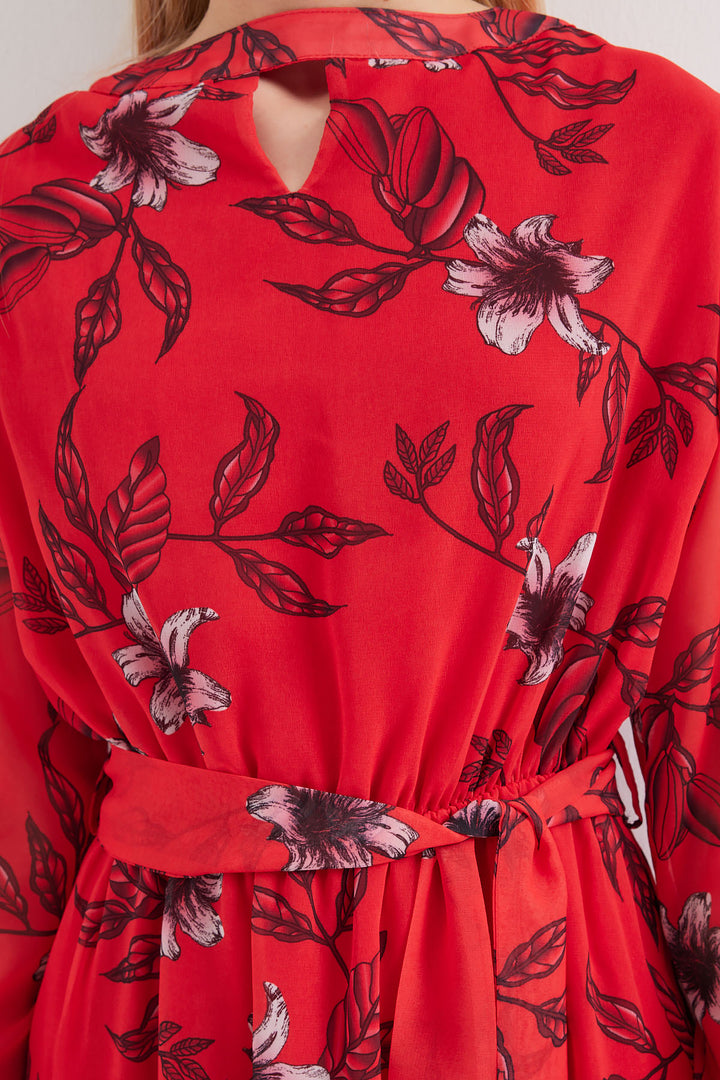 Bigdart 2459 Robe en tulle à motifs doublée - Rouge