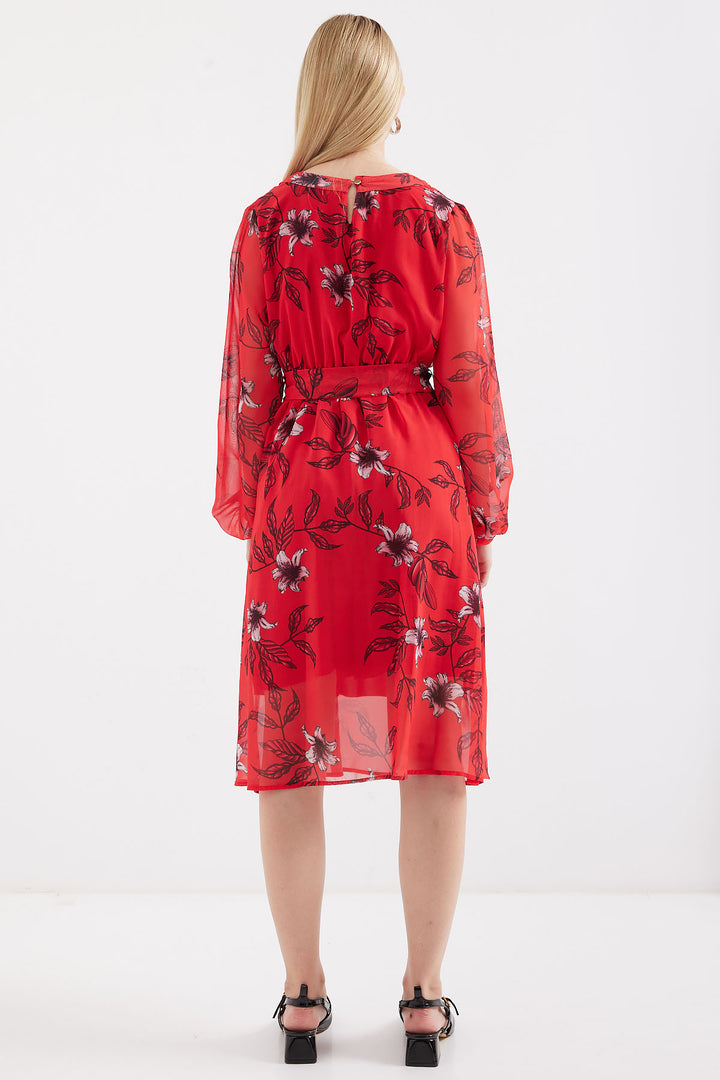 Bigdart 2459 Robe en tulle à motifs doublée - Rouge