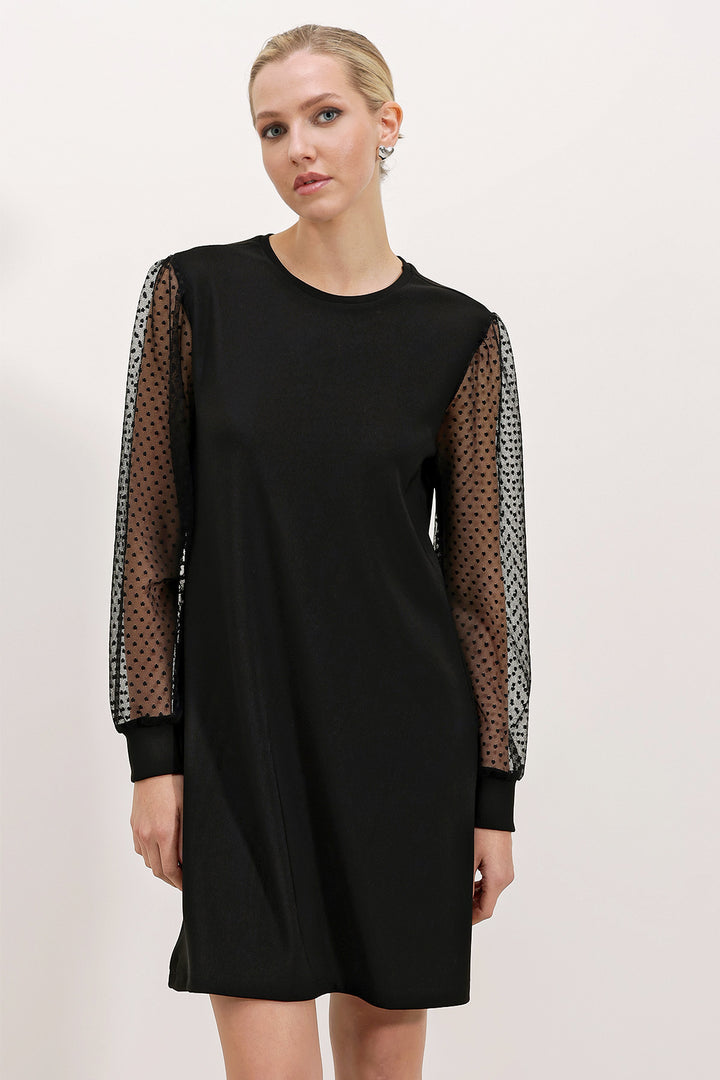 Bigdart 2467 Robe mini à manches en tulle - Noir