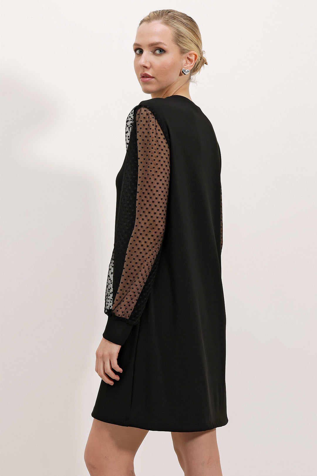 Bigdart 2467 Robe mini à manches en tulle - Noir