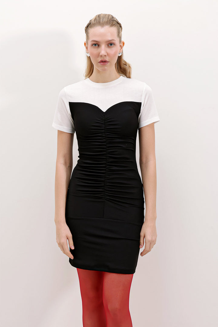 Bigdart 2472 Robe mini froncée - Noir
