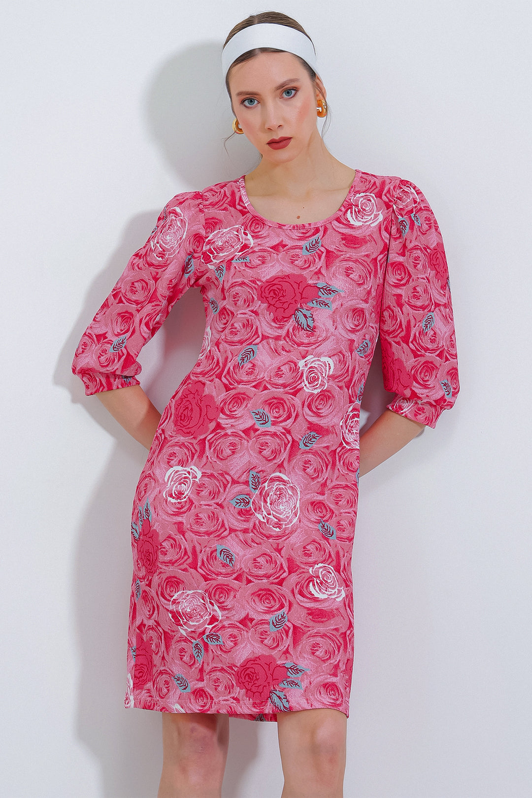 Bigdart Robe midi à motifs de rose grenade pour femme 2477