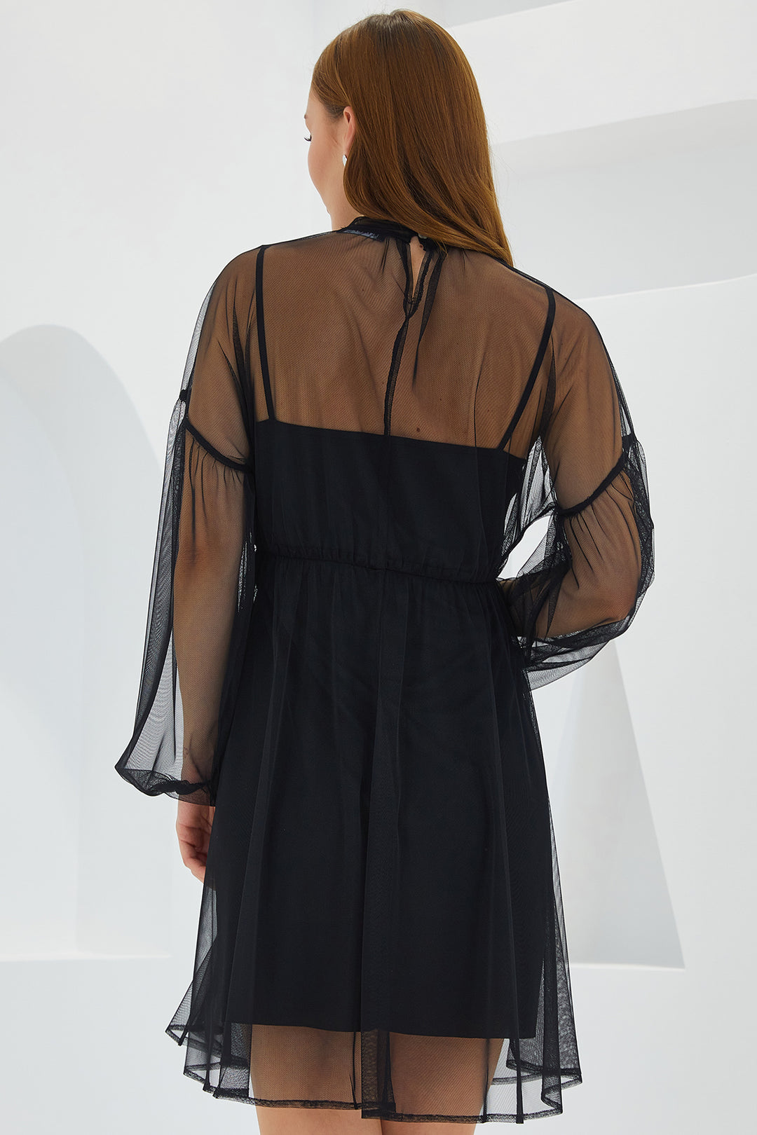 Bigdart Robe mini à détails en tulle noire pour femme 2485