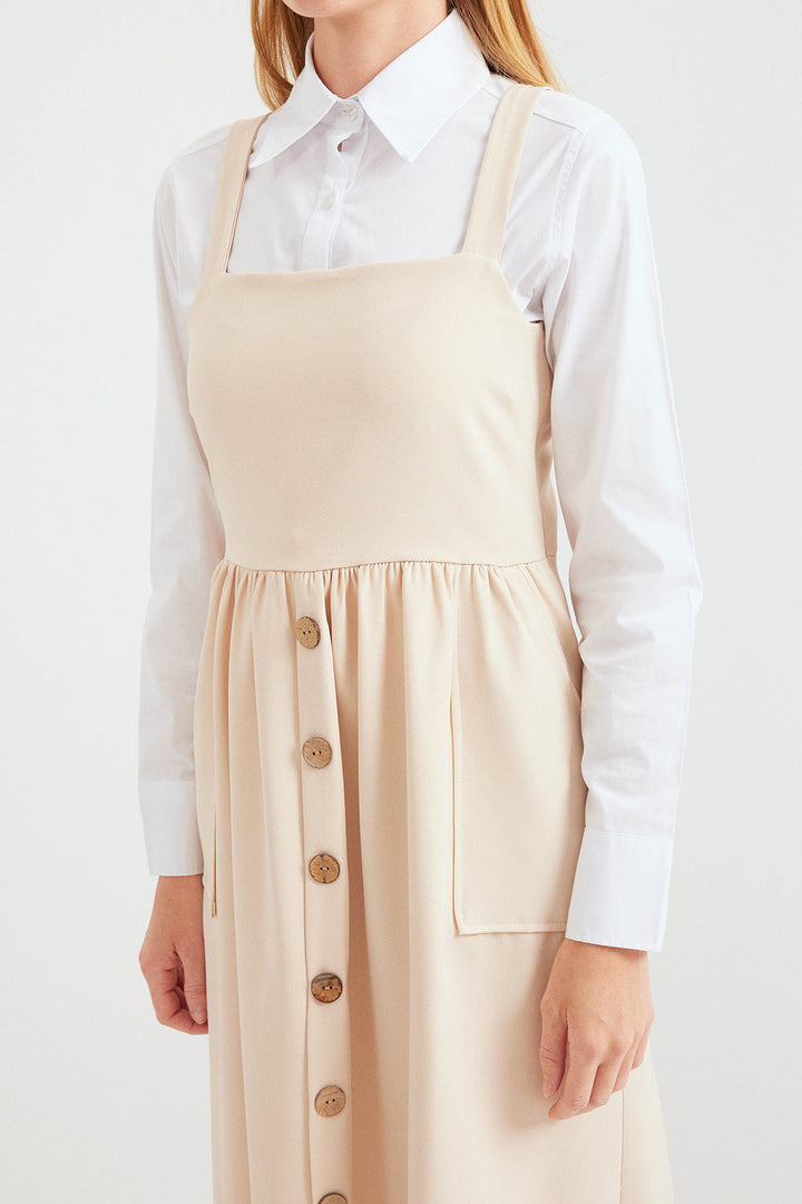 Bigdart 2490 Robe salopette longue - Crème