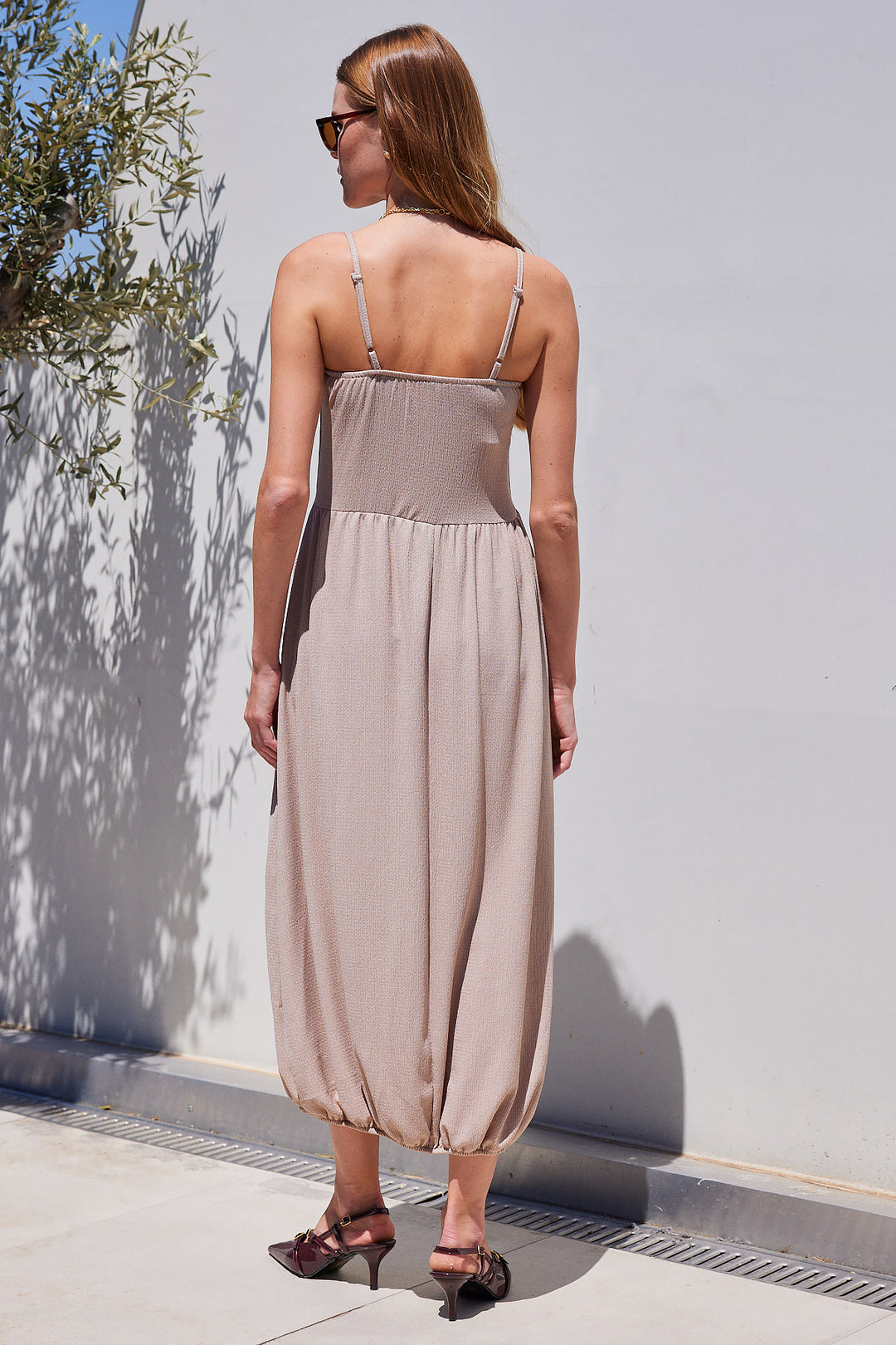 Bigdart Robe salopette en tricot à bretelles 2492 - Beige