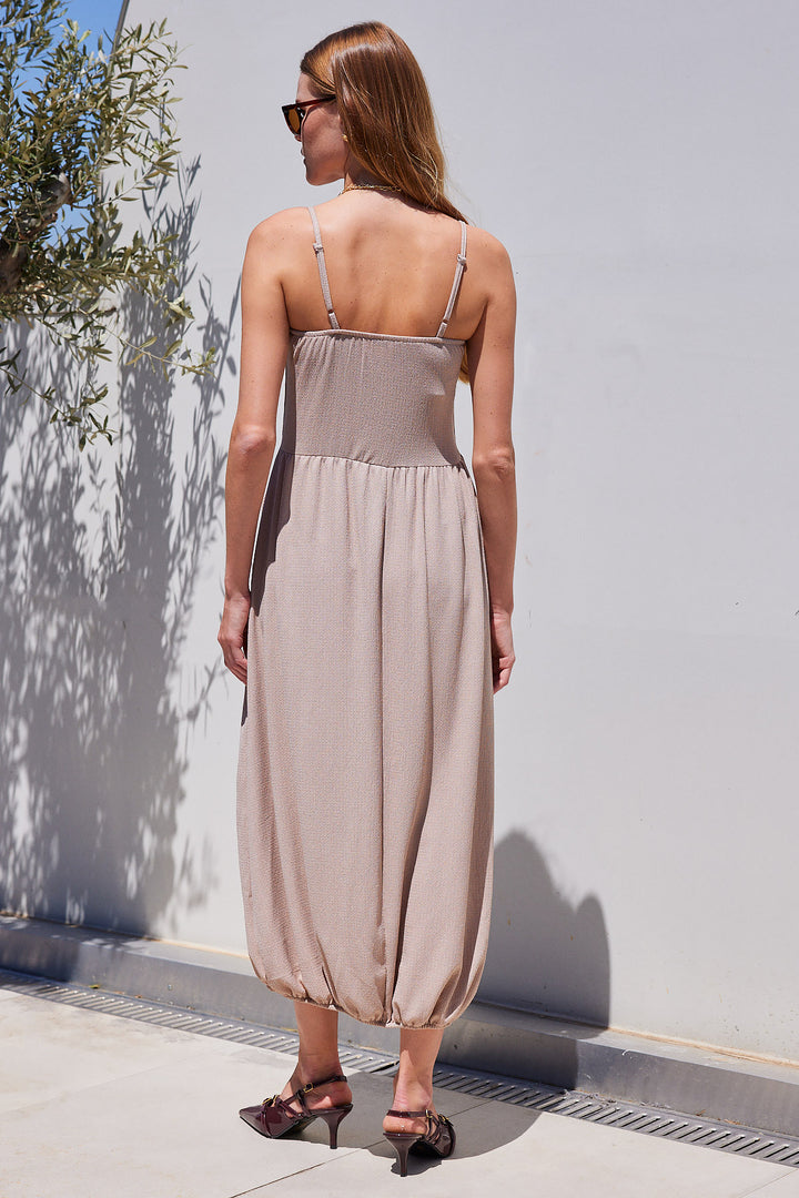 Bigdart Robe salopette en tricot à bretelles 2492 - Beige