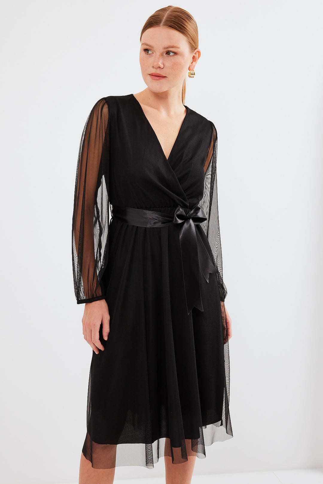 Bigdart 2494 Robe en tulle à col croisé - Noir