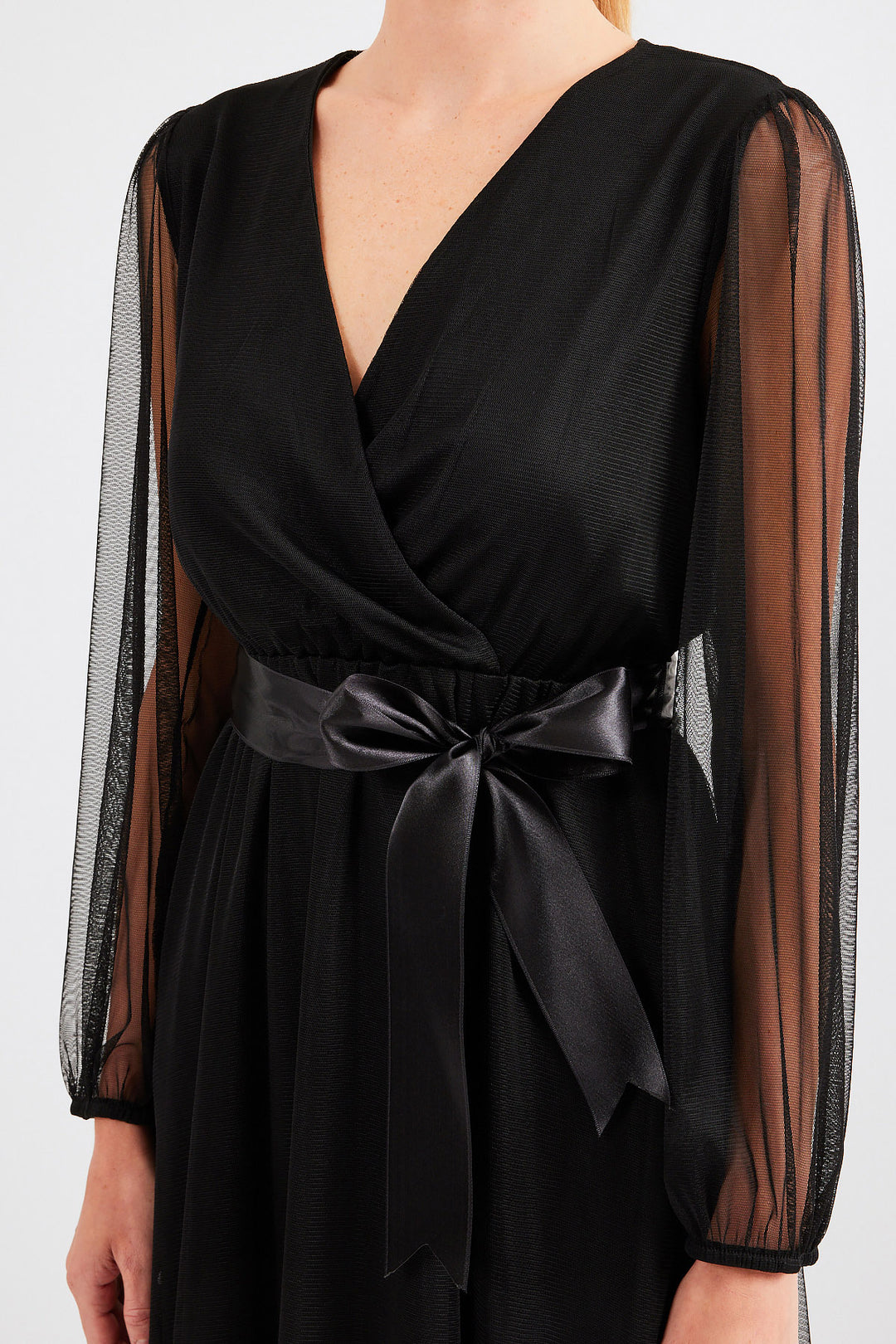 Bigdart 2494 Robe en tulle à col croisé - Noir