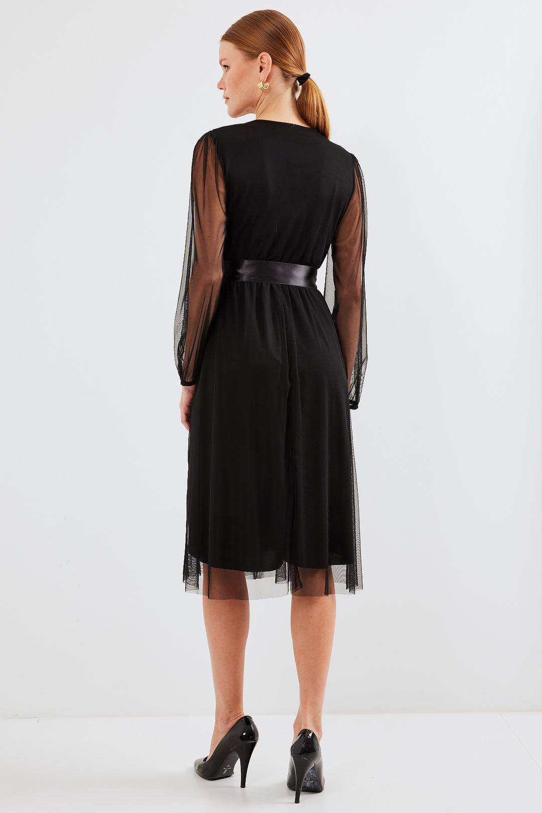 Bigdart 2494 Robe en tulle à col croisé - Noir