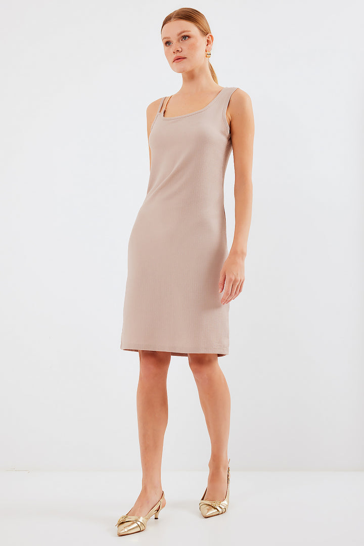 Bigdart 2496 Robe tricotée avec détails en chaîne - Biscuit