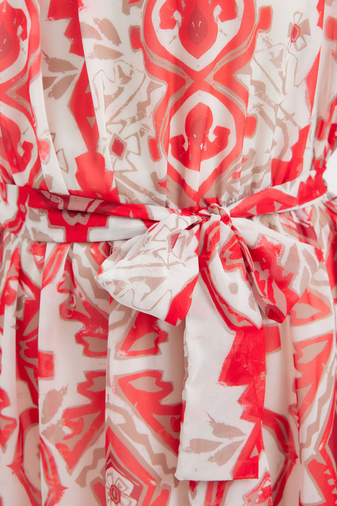 Bigdart 2501 Robe en Chiffon à Manches Courtes Imprimée - Rouge