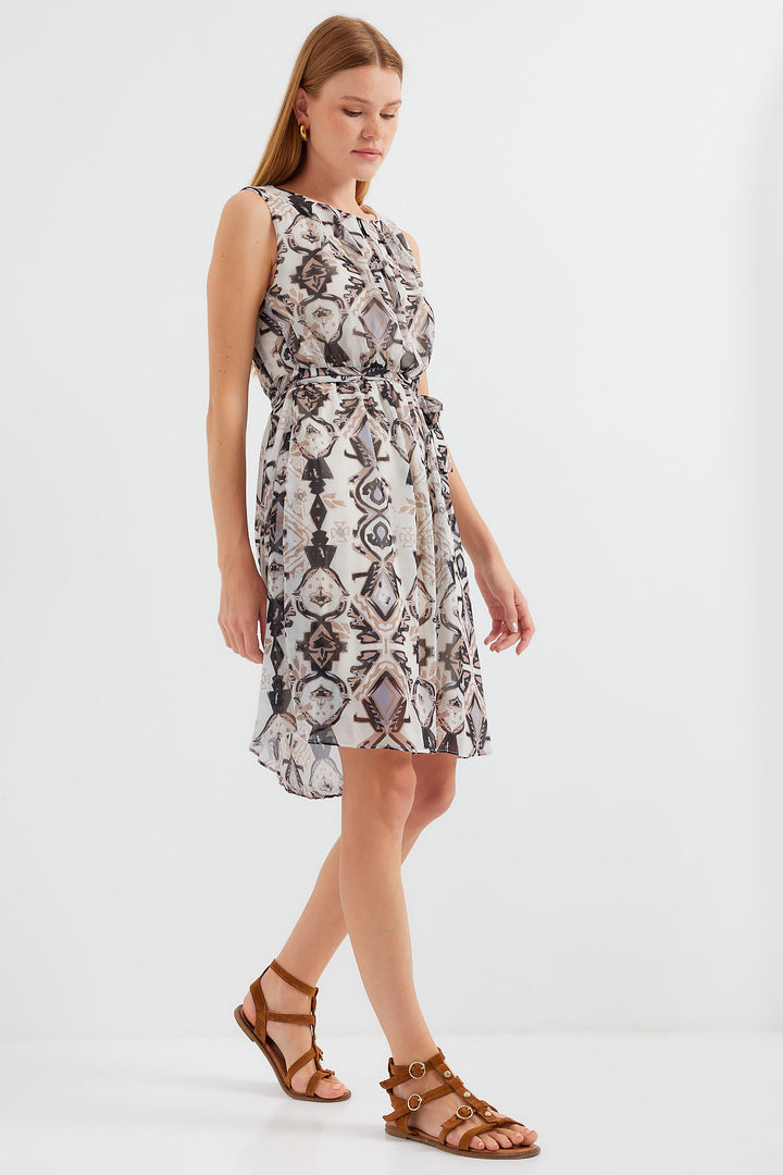 Bigdart Robe en chiffon sans manches à motif 2501 - Noir
