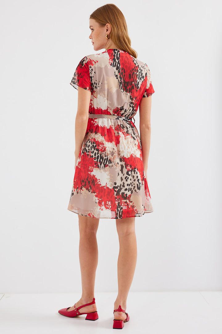 Bigdart 2502 Robe en chiffon à manches courtes - Rouge