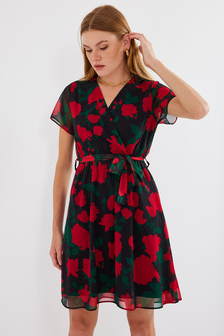 Bigdart 2502 Robe en chiffon à manches courtes - Noir