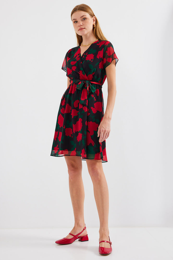 Bigdart 2502 Robe en chiffon à manches courtes - Noir