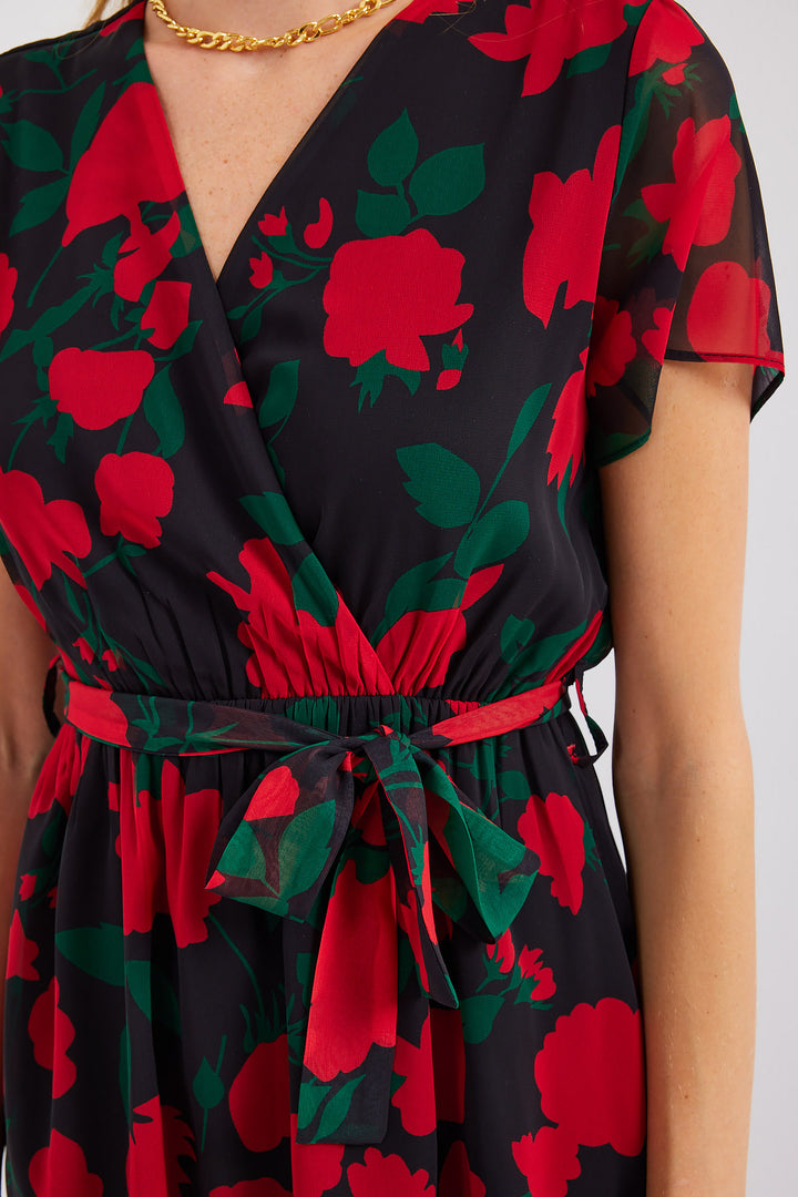 Bigdart 2502 Robe en chiffon à manches courtes - Noir
