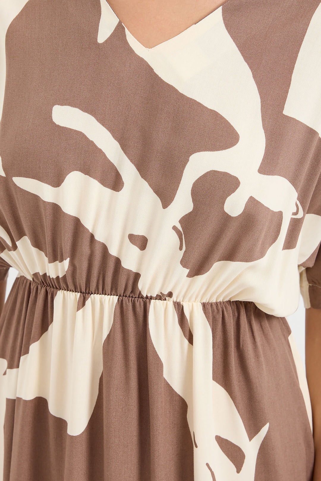 Bigdart 2511 Robe Imprimée à Taille Élastique - Marron