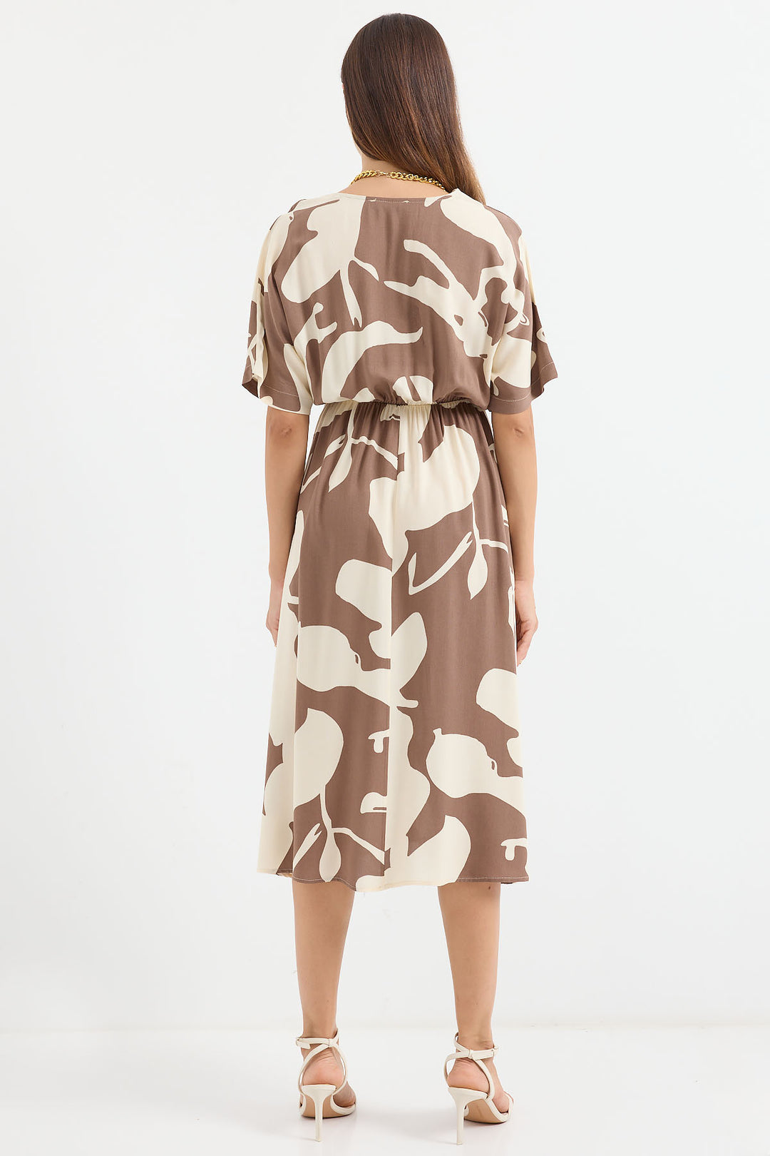 Bigdart 2511 Robe Imprimée à Taille Élastique - Marron