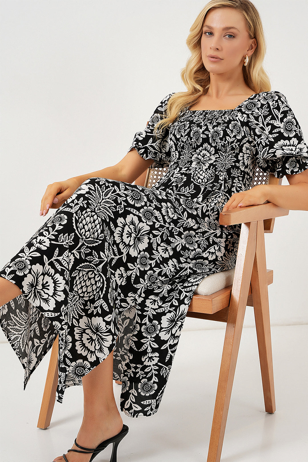 Bigdart Robe à fente à motifs 2512 - d. Noir