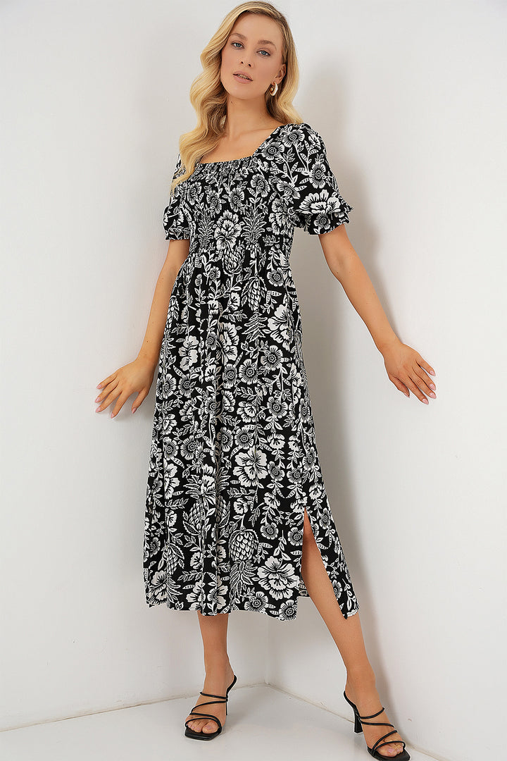 Bigdart Robe à fente à motifs 2512 - d. Noir