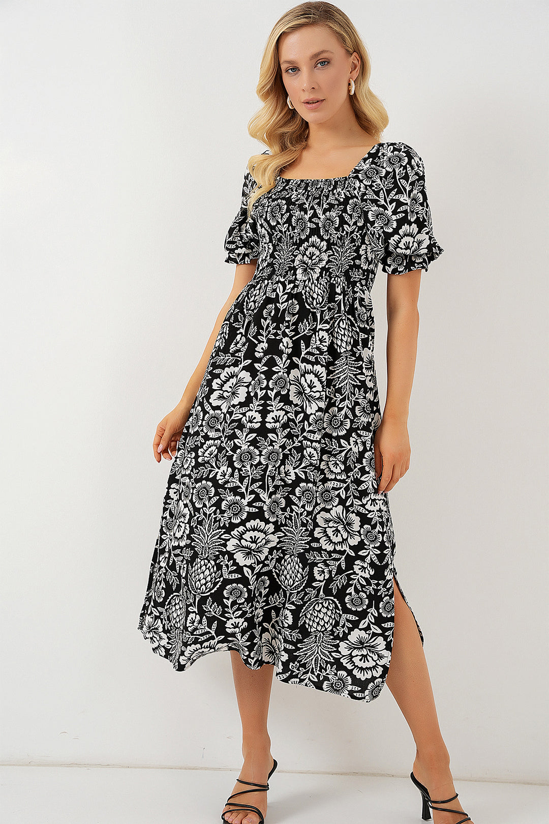 Bigdart Robe à fente à motifs 2512 - d. Noir
