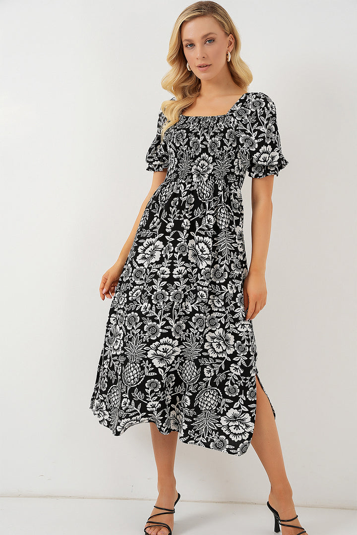 Bigdart Robe à fente à motifs 2512 - d. Noir