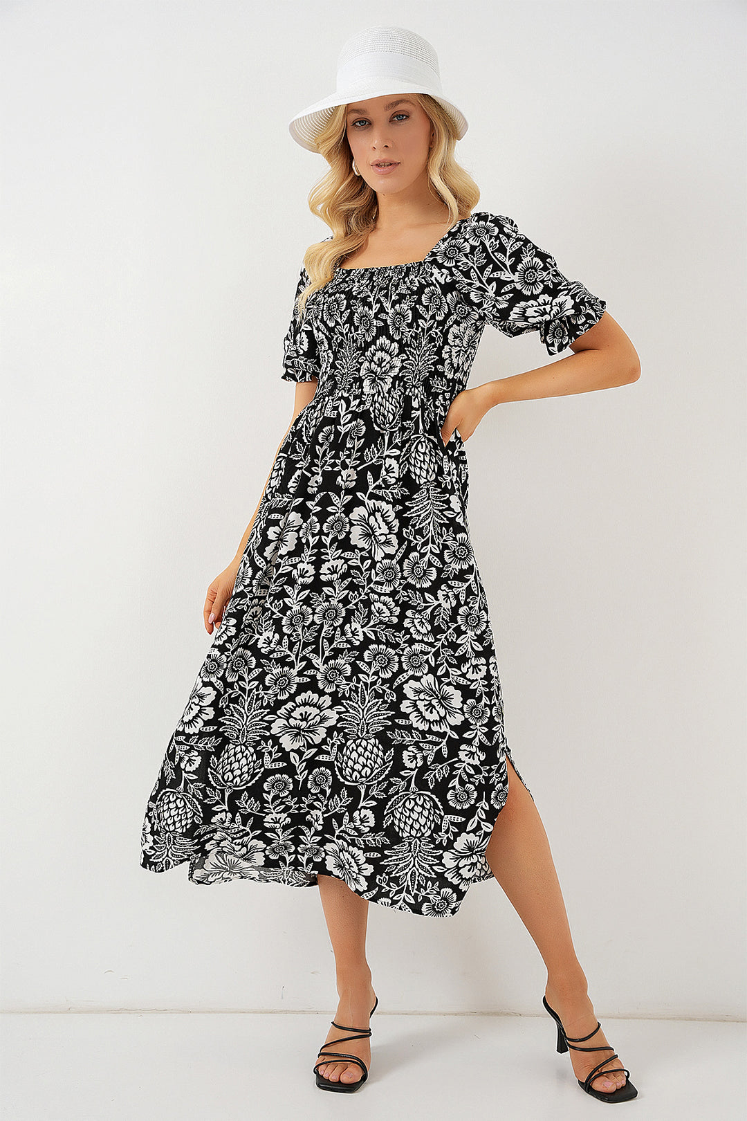 Bigdart Robe à fente à motifs 2512 - d. Noir