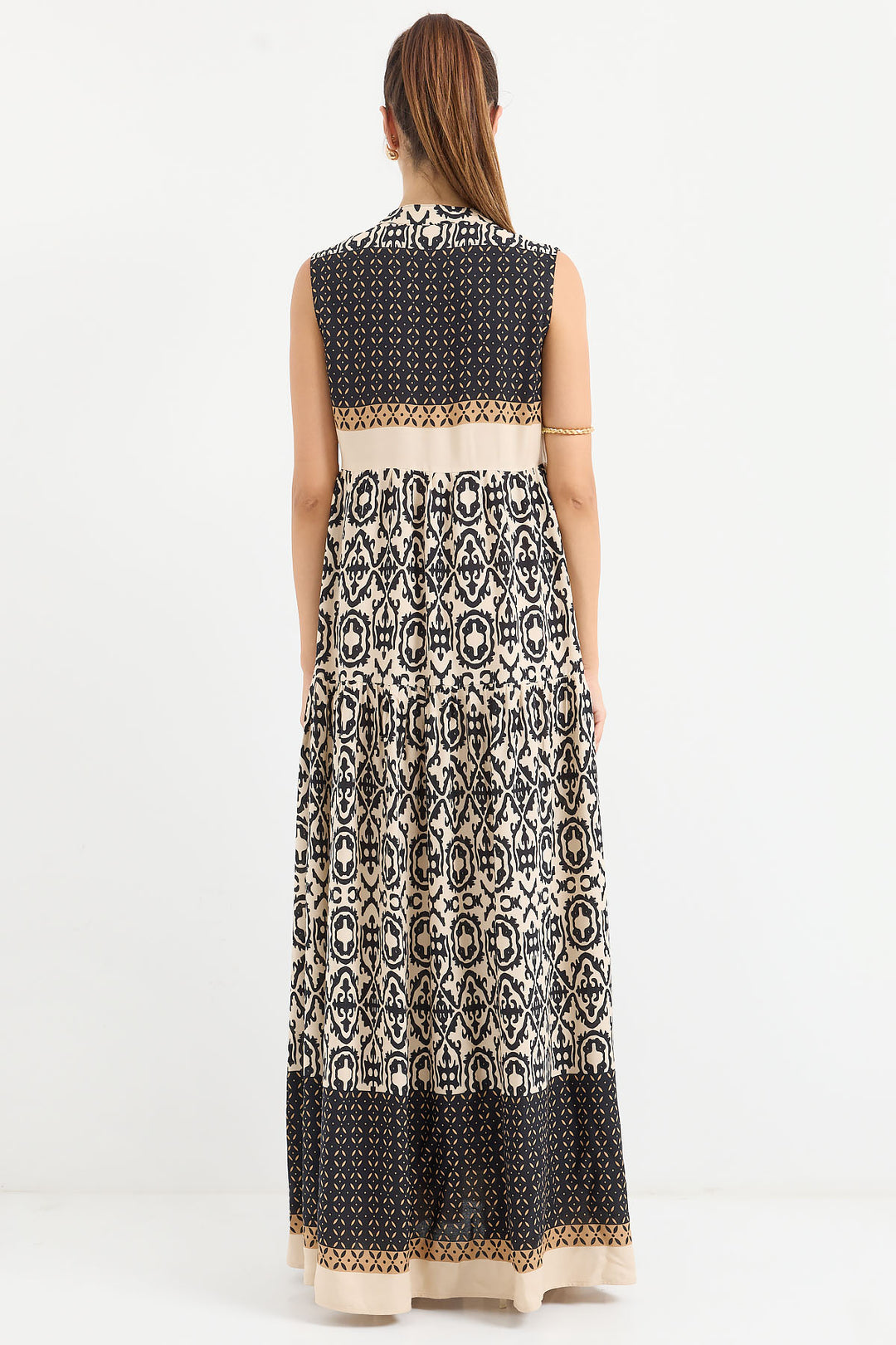 Bigdart 2515 Robe en viscose sans manches à motifs - Noir