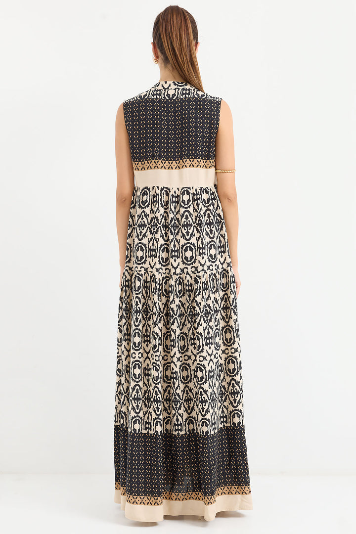 Bigdart 2515 Robe en viscose sans manches à motifs - Noir
