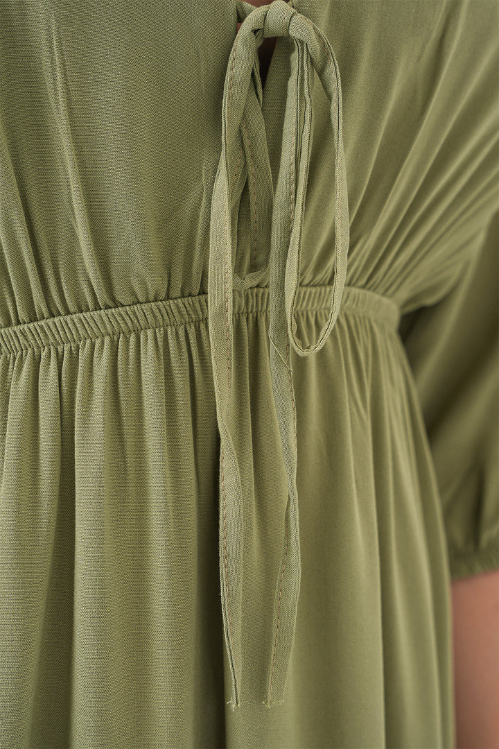 Bigdart Robe à col en V avec taille froncée pour femme 2570 - çağla